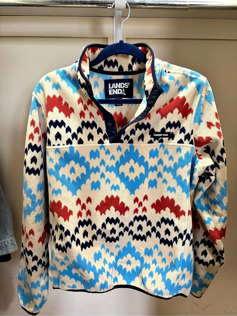 Lands' End Anyweather Fleece Snap Neck Pullover Medium